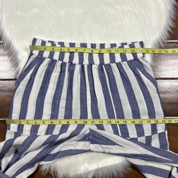 Pact Women's Size Medium Blue White‎ Stripe Organic Cotton Hemp Pull On Pants - Picture 3 of 10